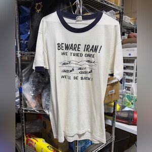 Vintage Downer Wear Downerwear Iran T-Shirt XL / L 70s 80s RARE Made in USA